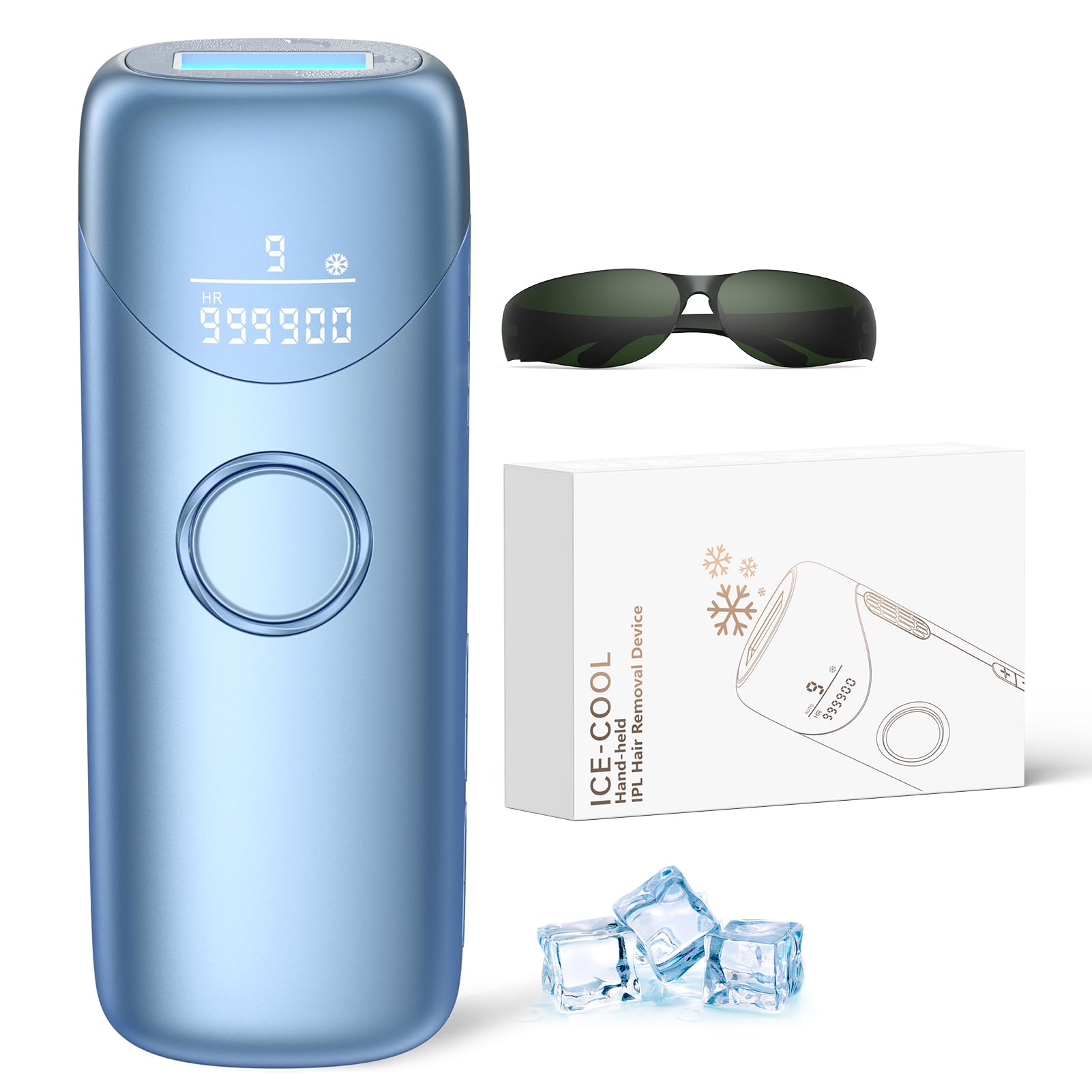 Ubroo IPL device with ice cooling for comfortable treatment experiences.