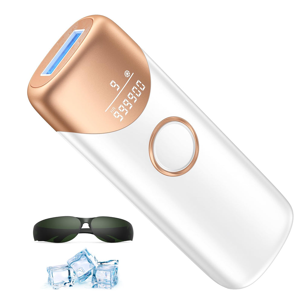 Ubroo laser hair removal device in gold finish for at-home use.
