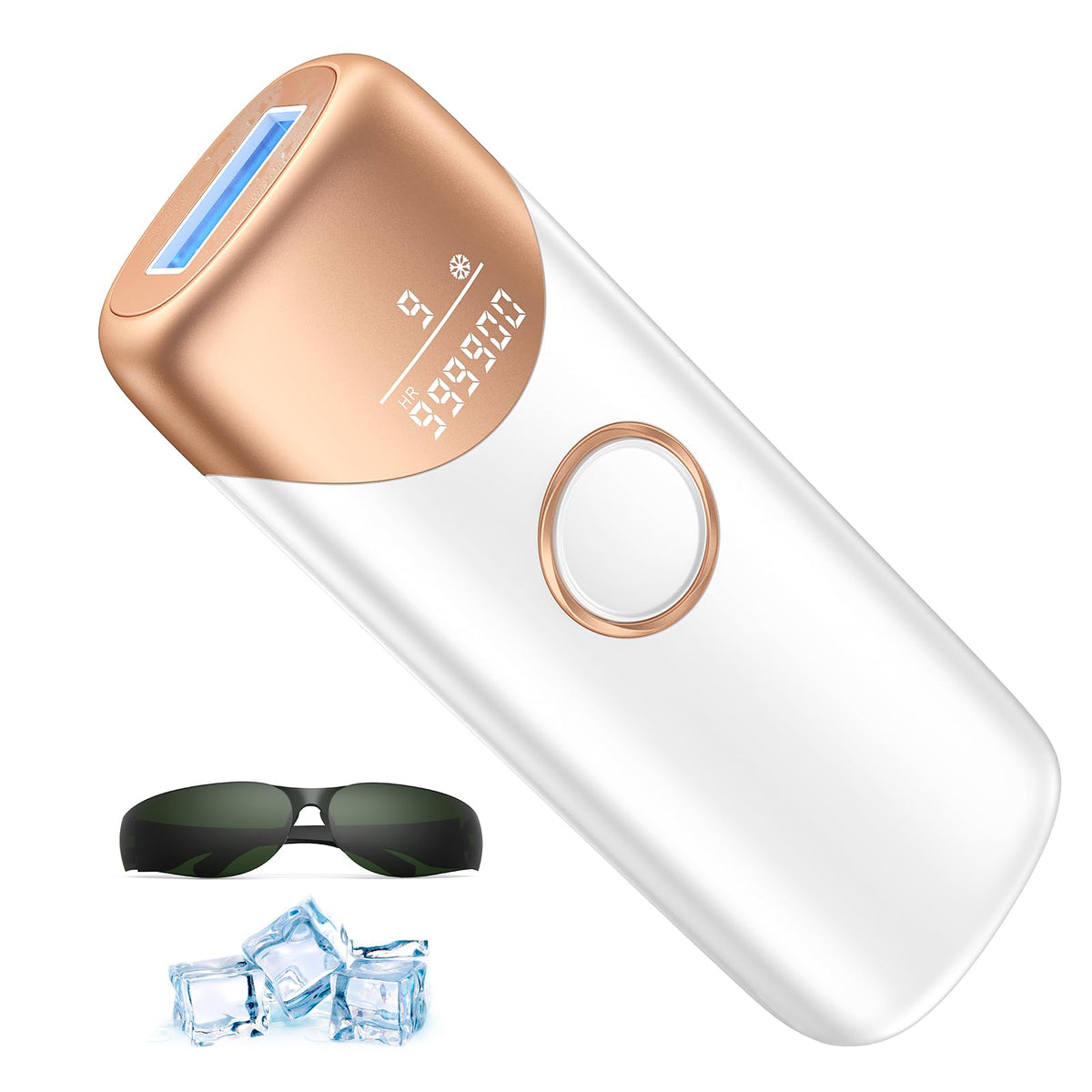 Ubroo laser hair removal device in gold finish for at-home use.