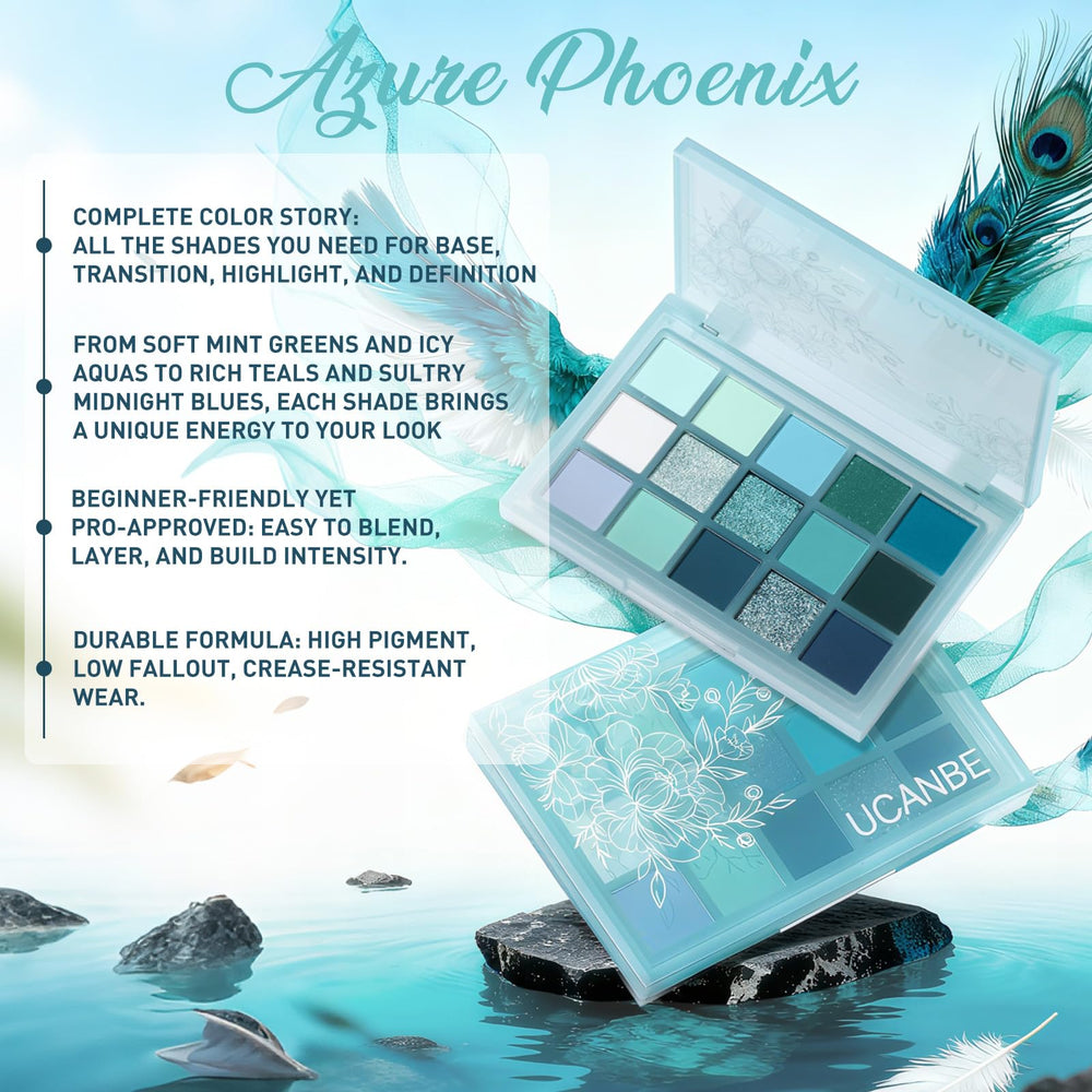 UCANBE 15-color palette swatches collection displaying matte, shimmer, and metallic finishes for inspiration.