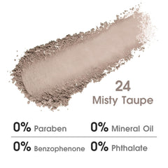 UCANBE Misty Taupe 22-shade collection showing matte, shimmer, and glitter options
