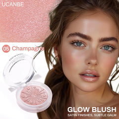 Aplicación suave de UCANBE Baked Blush 05 Champagne para un rubor duradero
