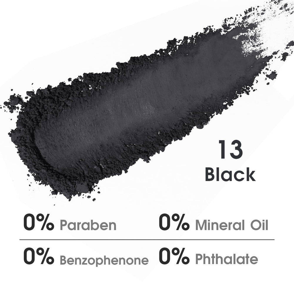UCANBE Black Single Eyeshadow Palette swatches show rich pigment for versatile colors.