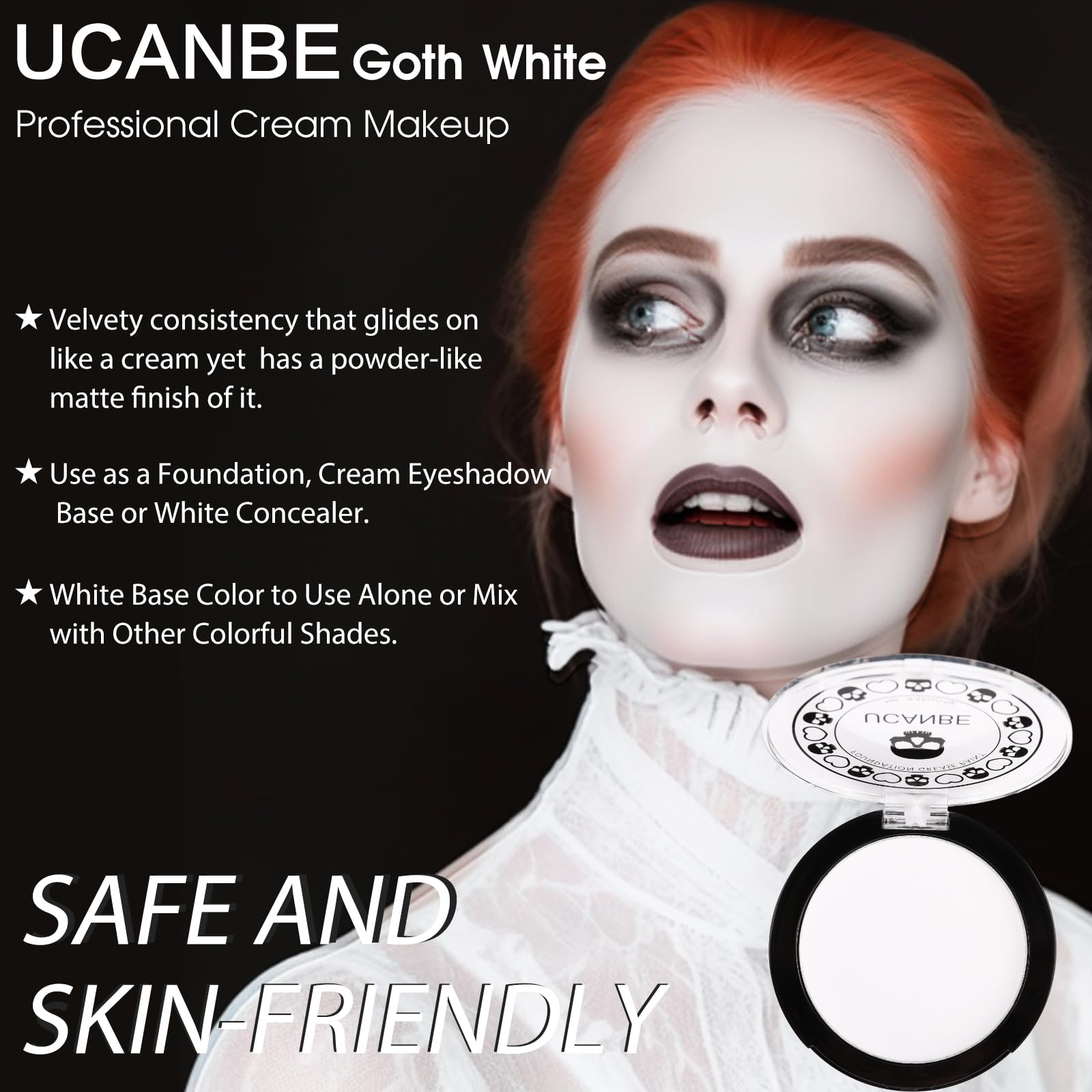 UCANBE Goth White: cobertura total y tono blanco intenso.