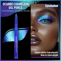 UCANBE Chameleon swatch shows multichrome glitter shifting from electric blue to purple