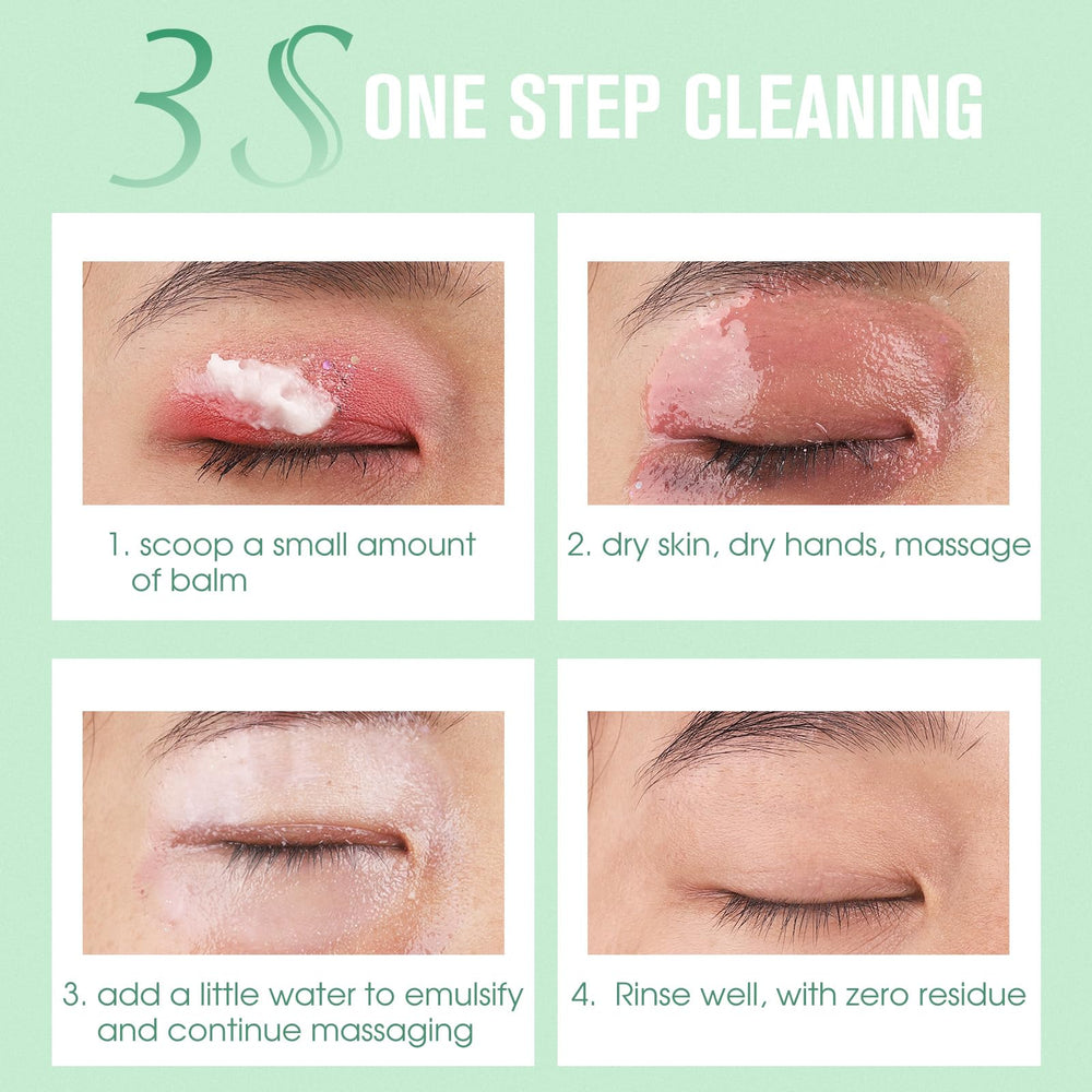 UCANBE cleansing balm eye makeup removal demonstrated with waterproof mascara