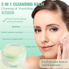 UCANBE cleansing balm on finger showing massage texture for gentle cleansing