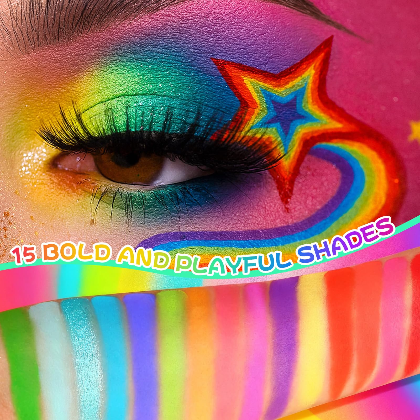UCANBE Fruit Punch palette bold shades; vibrant pops for statement eyes.