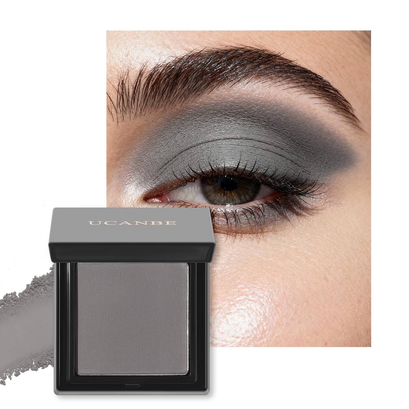 UCANBE Gray Single Eyeshadow Palette compact with 14 shades for easy daily looks