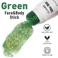 UCANBE glitter on the face demonstrates bold festival makeup look.