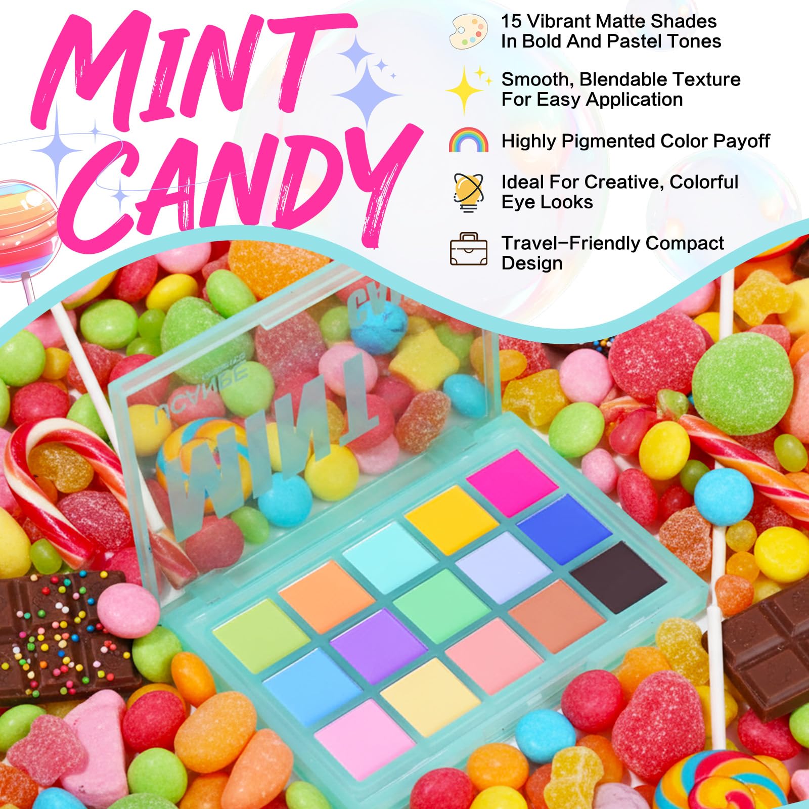 UCANBE Mint Candy pastel shades swatches reveal creamy, blendable color payoff for easy gradients.