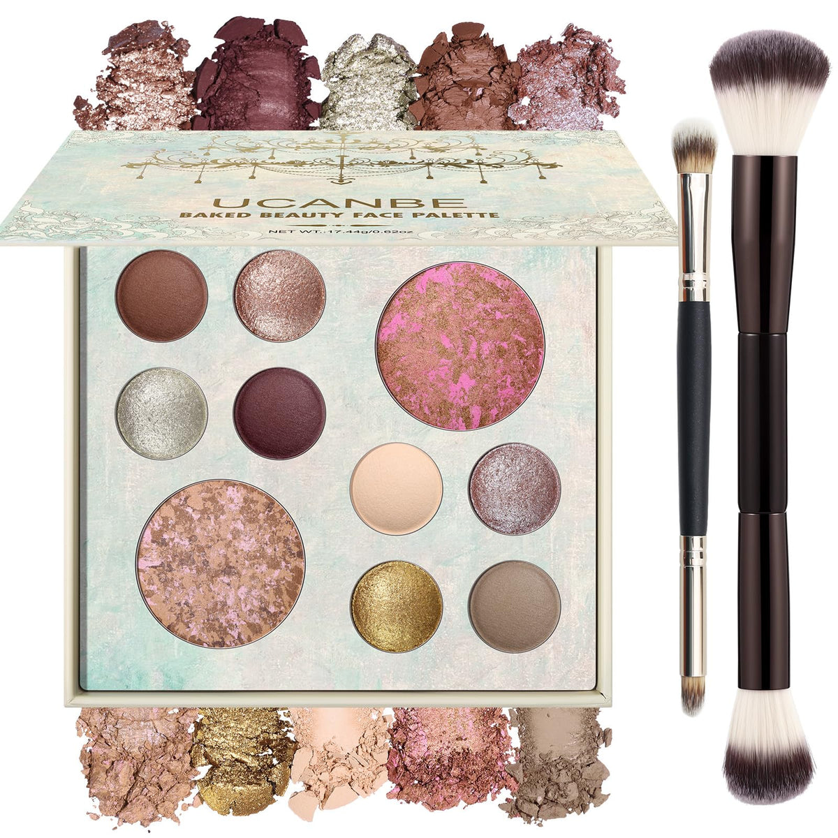 UCANBE paleta horneada: 8 sombras para looks versátiles y de larga duración.