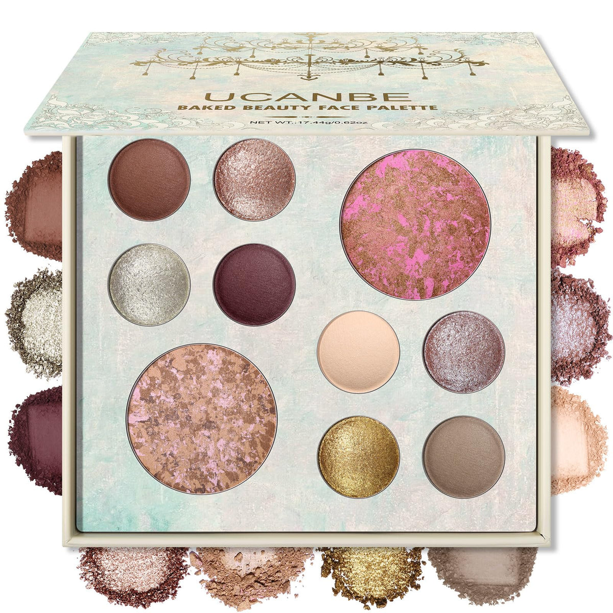 UCANBE Paleta horneada: sombras de ojos intensas para looks diarios.
