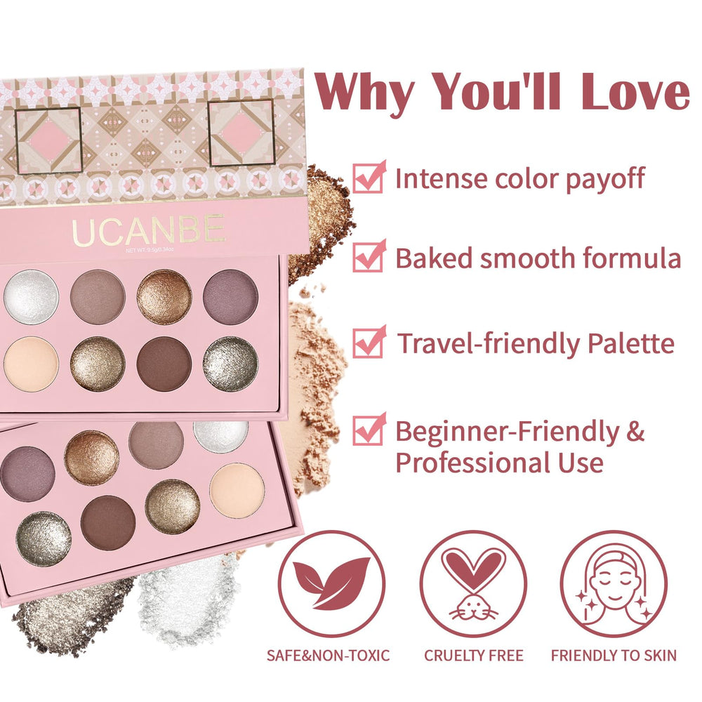 UCANBE Paleta 8 sombras, muestra de color para combinar.