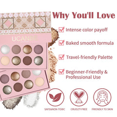 UCANBE Paleta 8 sombras, muestra de color para combinar.