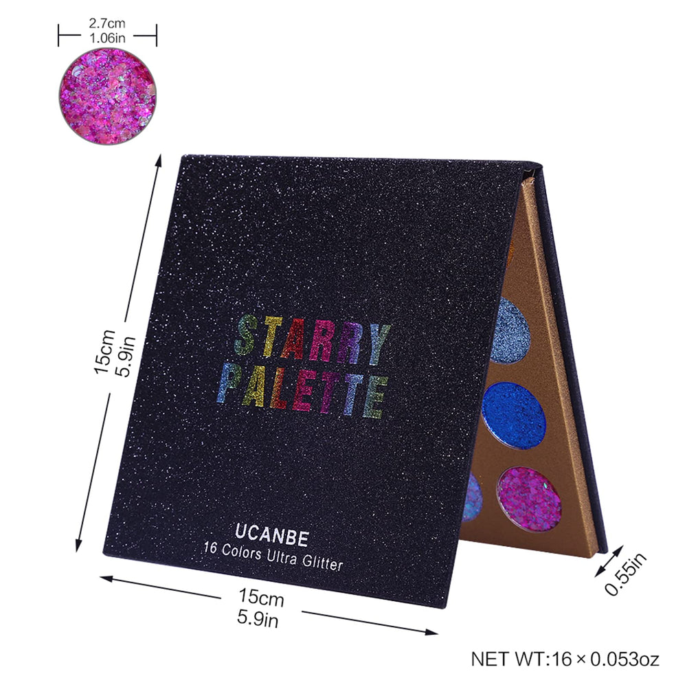 UCANBE Pro Glitter Eyeshadow Palette easy removal with makeup remover.