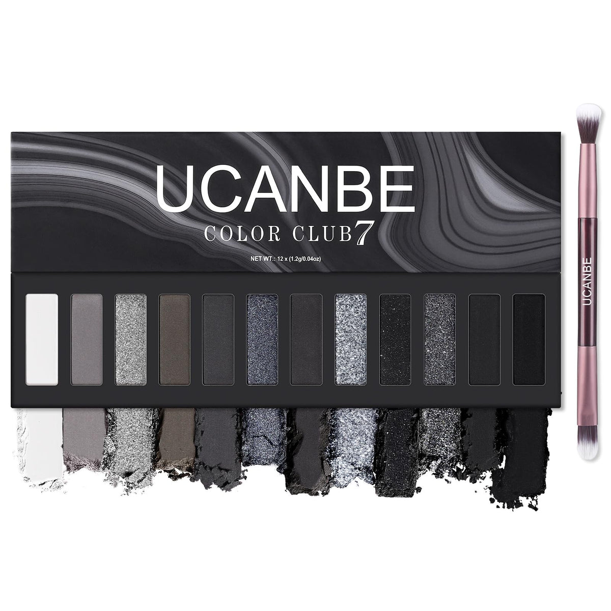 UCANBE Smokey Eyeshadow Palette closed view with 12 shades for day-to-night looks