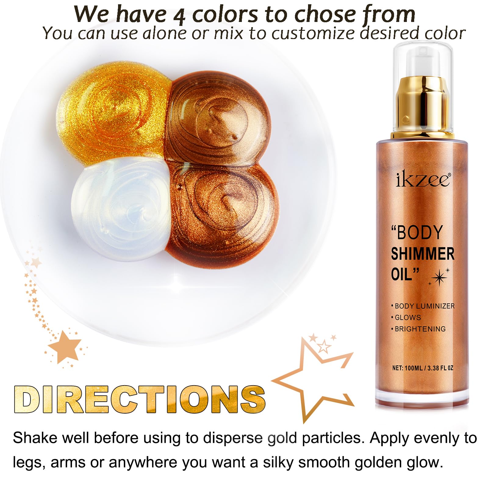 UCANBEMAKEUP Body Shimmer Oil golden-brown shimmer for sun-kissed skin.
