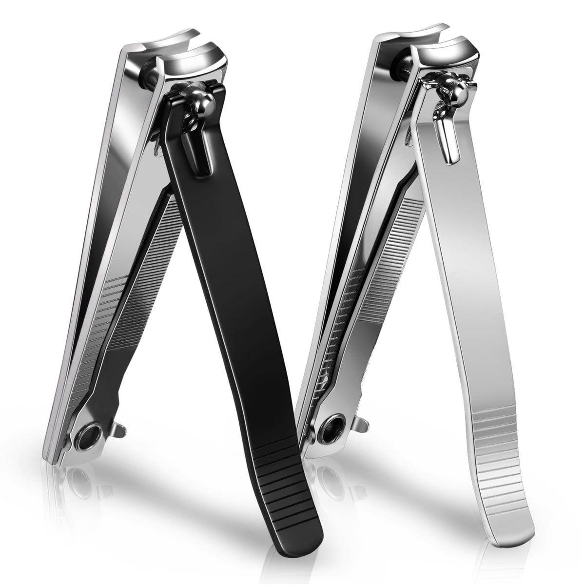 Ucheom large nail clippers front view with black-silver finish for precise cuts.