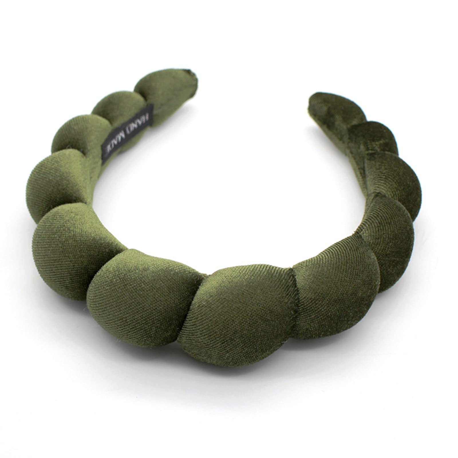 Uchyius velvet padded headband in leaf green adds glamour with secure, comfortable fit.