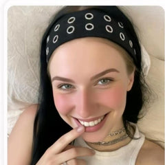 Uchyius headband worn with casual gear demonstrates secure elastic fit for all-day comfort