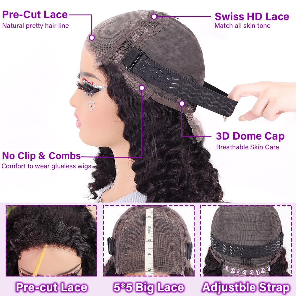 UCUVIC Curly Bob Wig uses glueless cap for quick wear.