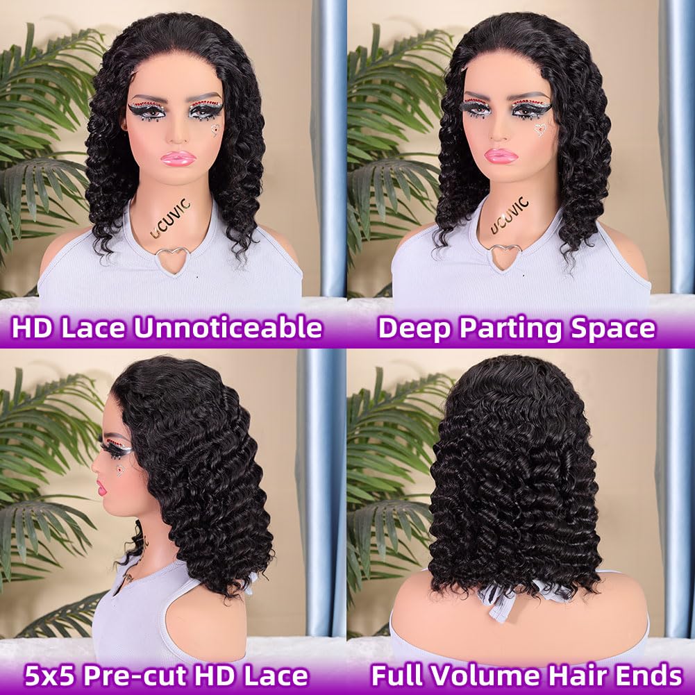 UCUVIC Curly Bob Wig is preplucked and precut for easy styling.