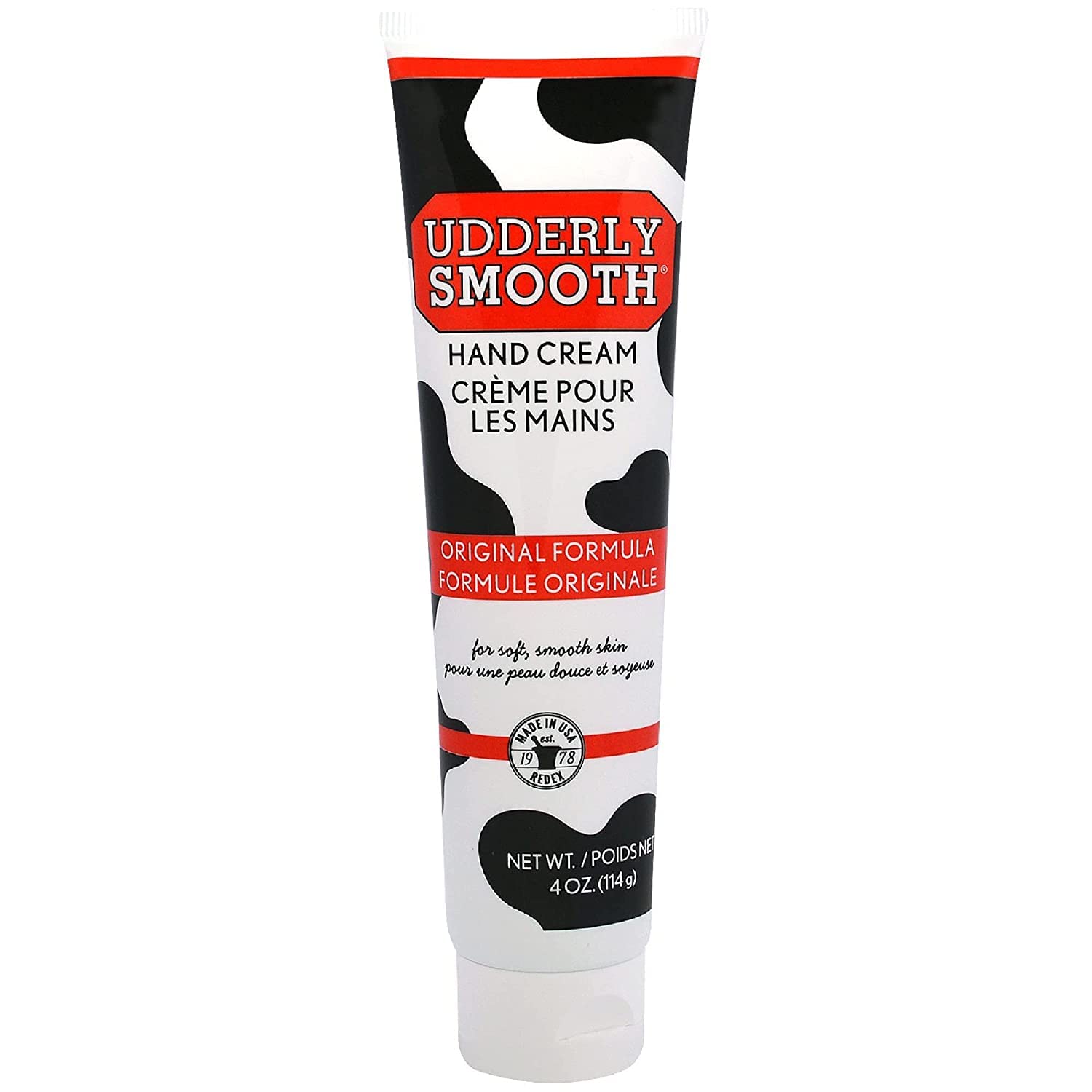 Udderly Smooth brand packaging and label on tubes