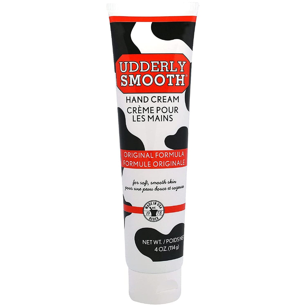 Udderly Smooth brand packaging and label on tubes