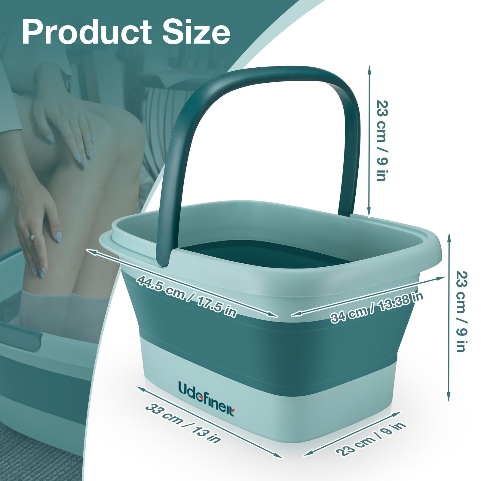 Udefineit foot bath basin sturdy handle for portable use