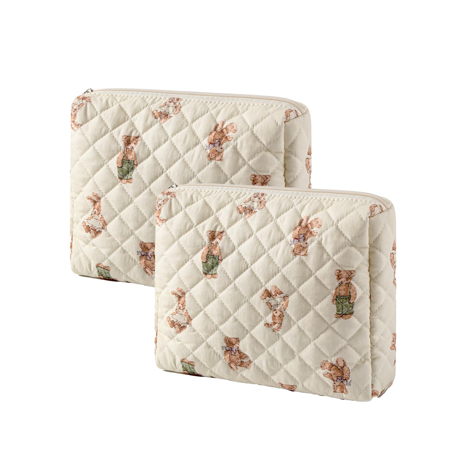 uekeboag quilted cotton makeup bag with floral pattern, ideal for travel organization.