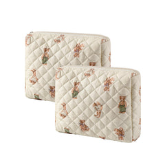 uekeboag quilted cotton makeup bag with floral pattern, ideal for travel organization.