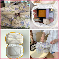 uekeboag quilted makeup bag zipper detail showing reliable closure for secure storage.