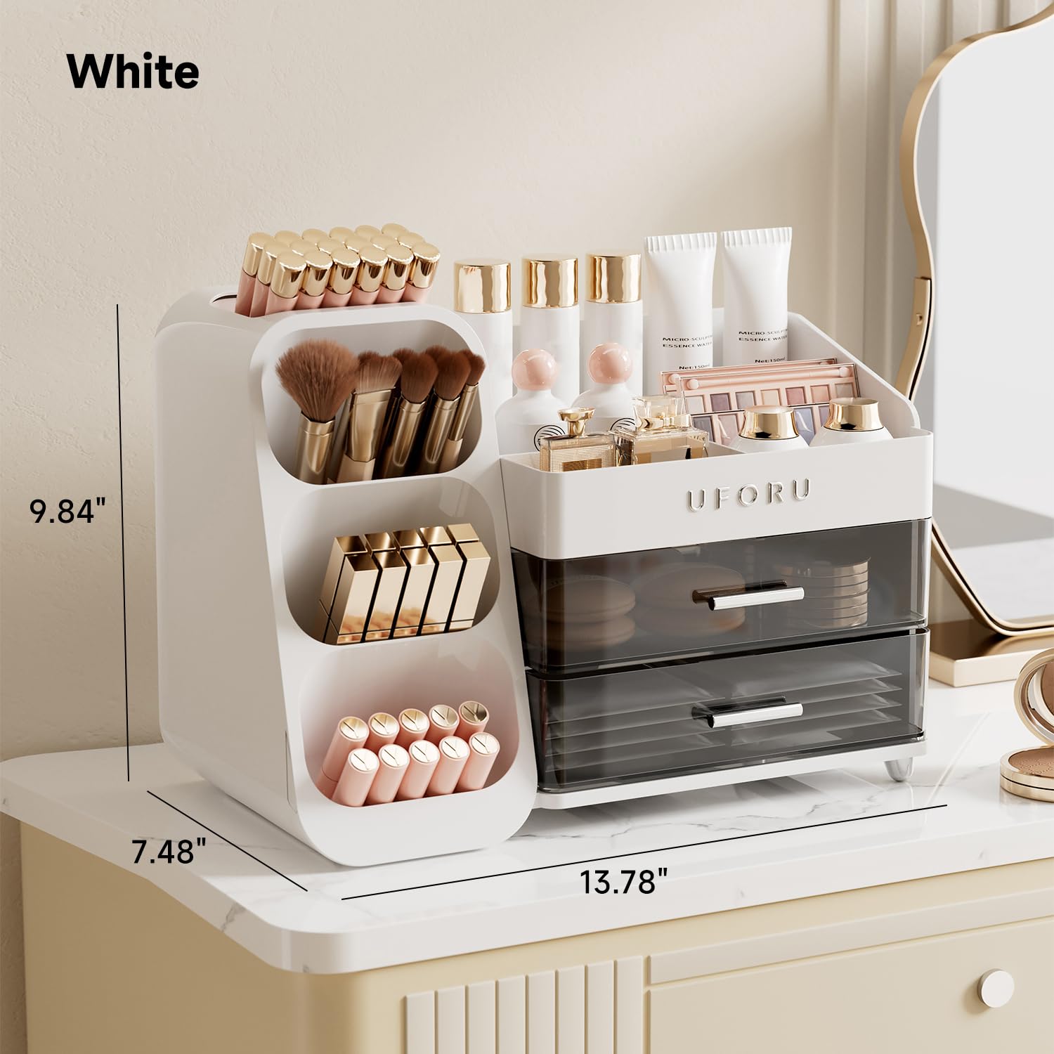UFORU dimensions 14.3 x 7.6 x 10.2 inches fit most vanities