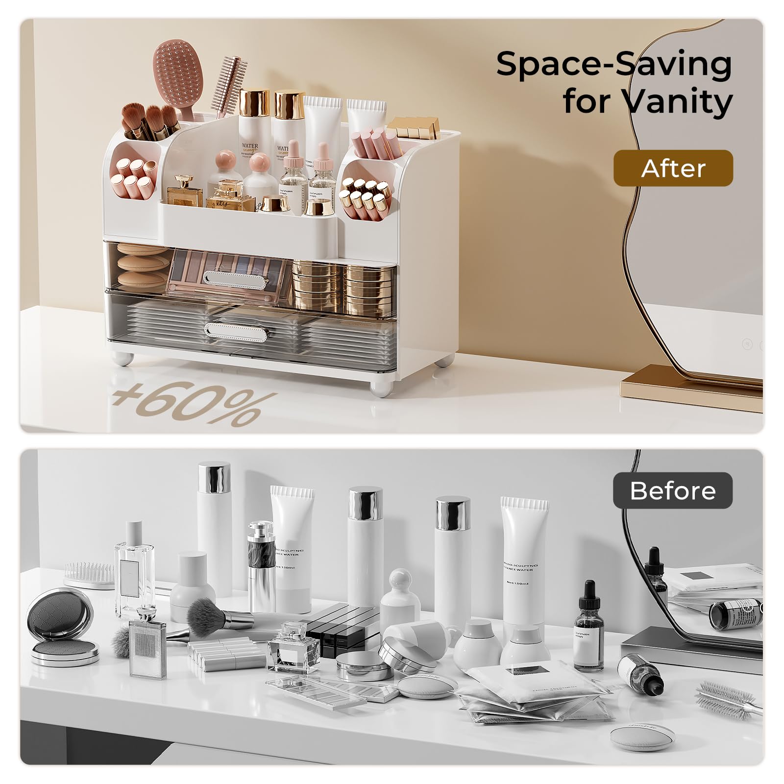 UFORU makeup organizer snaps together for fast, tool-free assembly