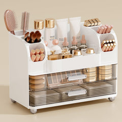 UFORU makeup organizer with two drawers keeps cosmetics neatly stored and easy to access