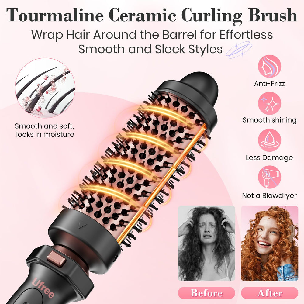 Ufree 1-5-inch thermal brush image showing gentle smoothing and shine.