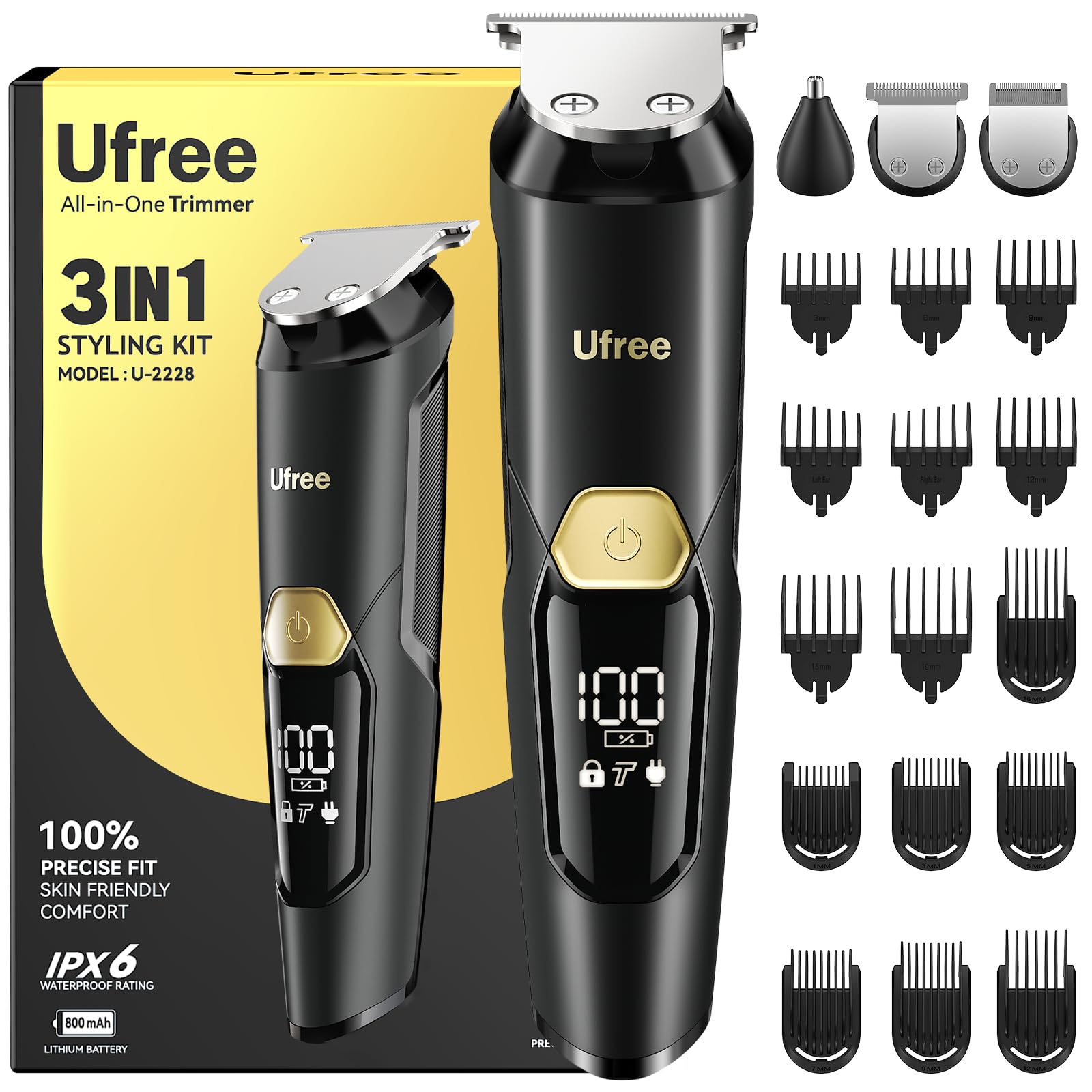 Ufree 3-in-1 kit in full package for convenient on-the-go grooming.