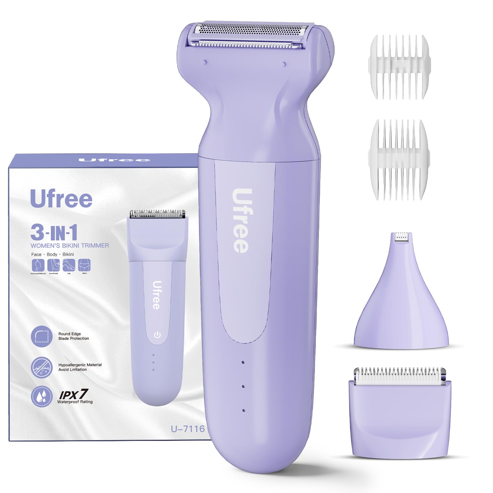 Ufree 3-in-1 women's razor with ceramic blades for smooth shaving on the go