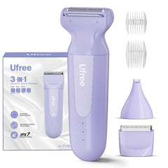 Ufree 3-in-1 women's razor with ceramic blades for smooth shaving on the go