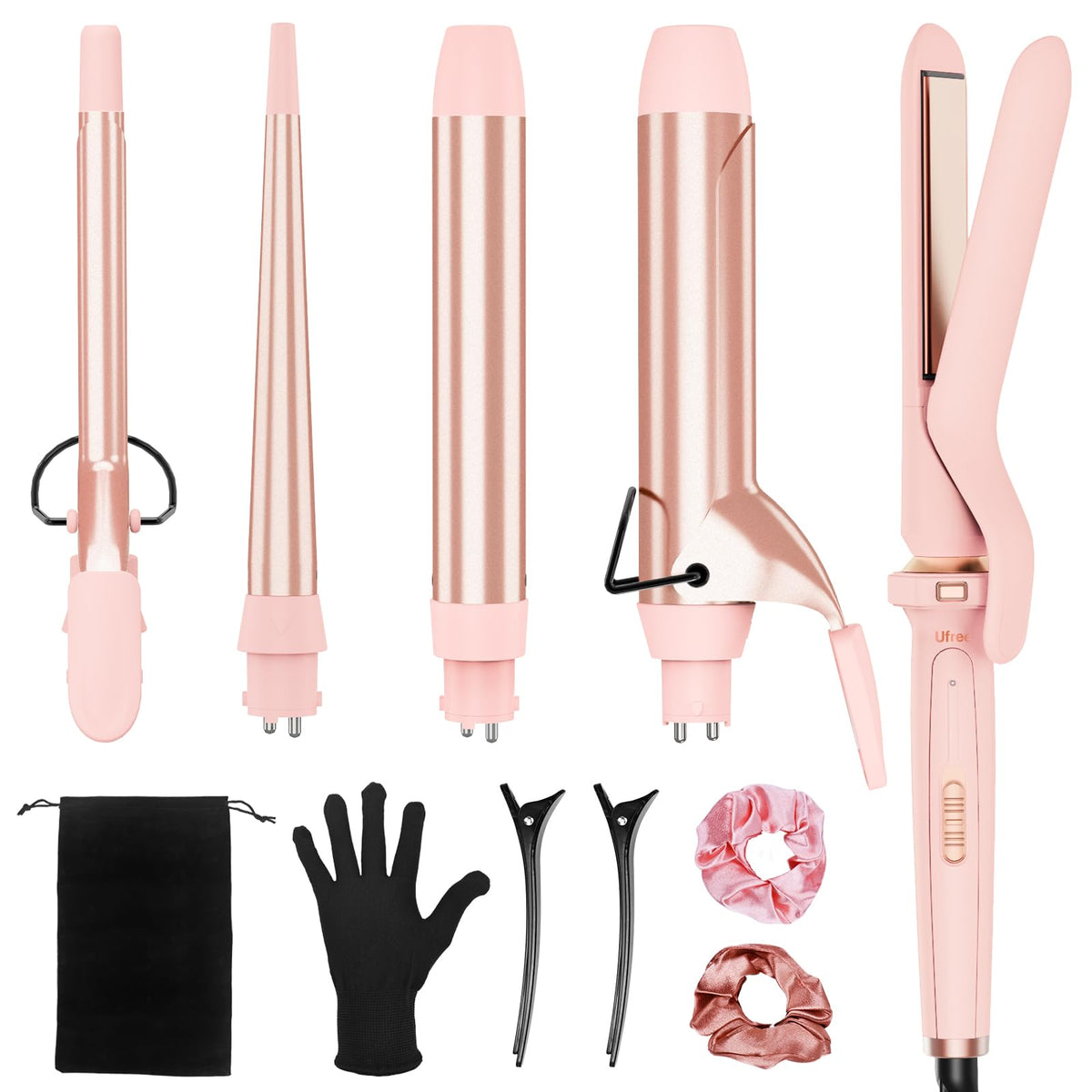 Ufree 5-in-1 curling iron kit with ceramic barrels for versatile styling