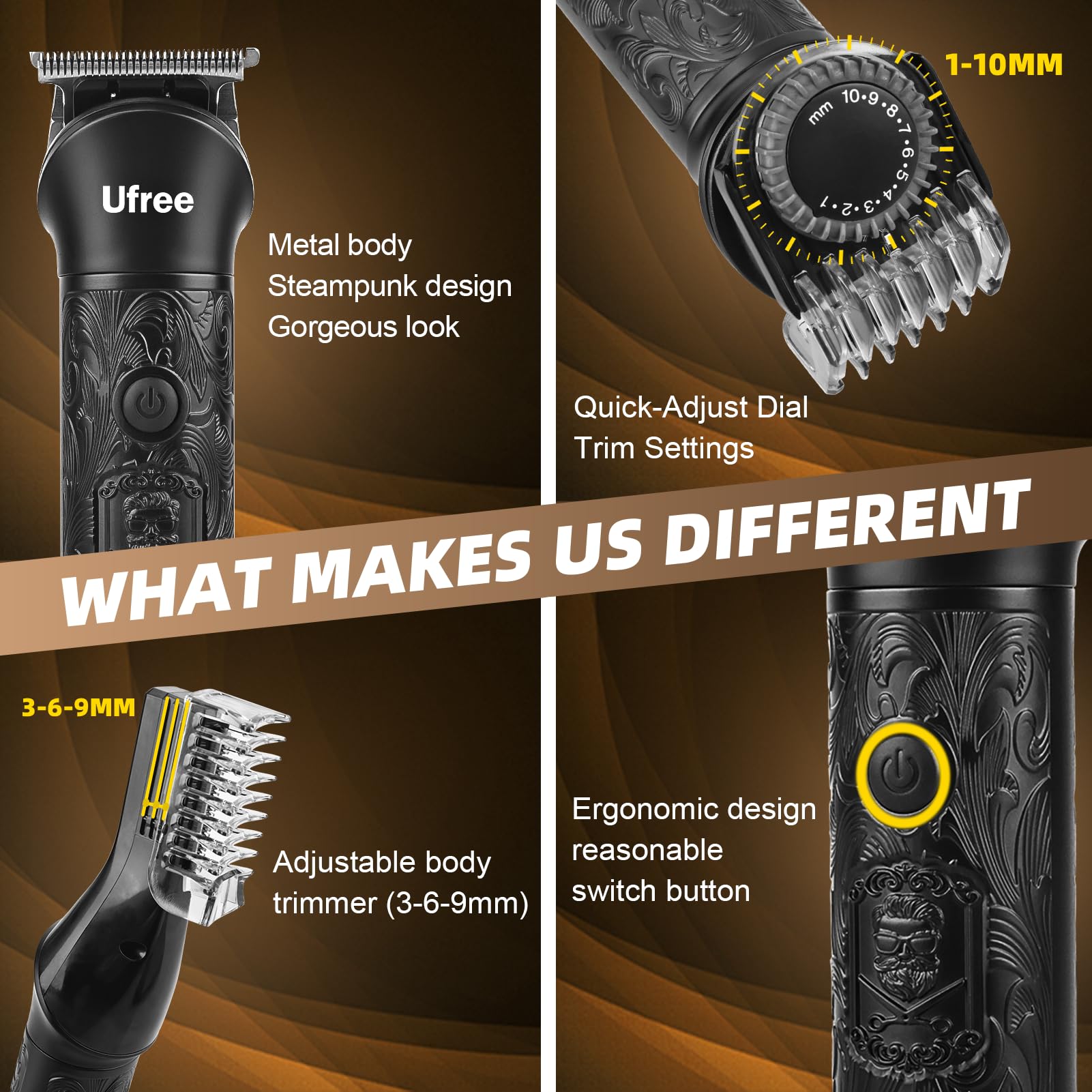 Ufree 6500rpm motor delivers fast, efficient trims.