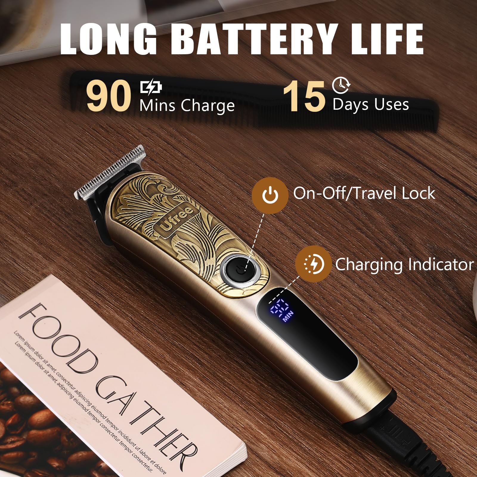 Ufree 7-in-1 interchangeable heads—versatile grooming for beard, hair, and body.