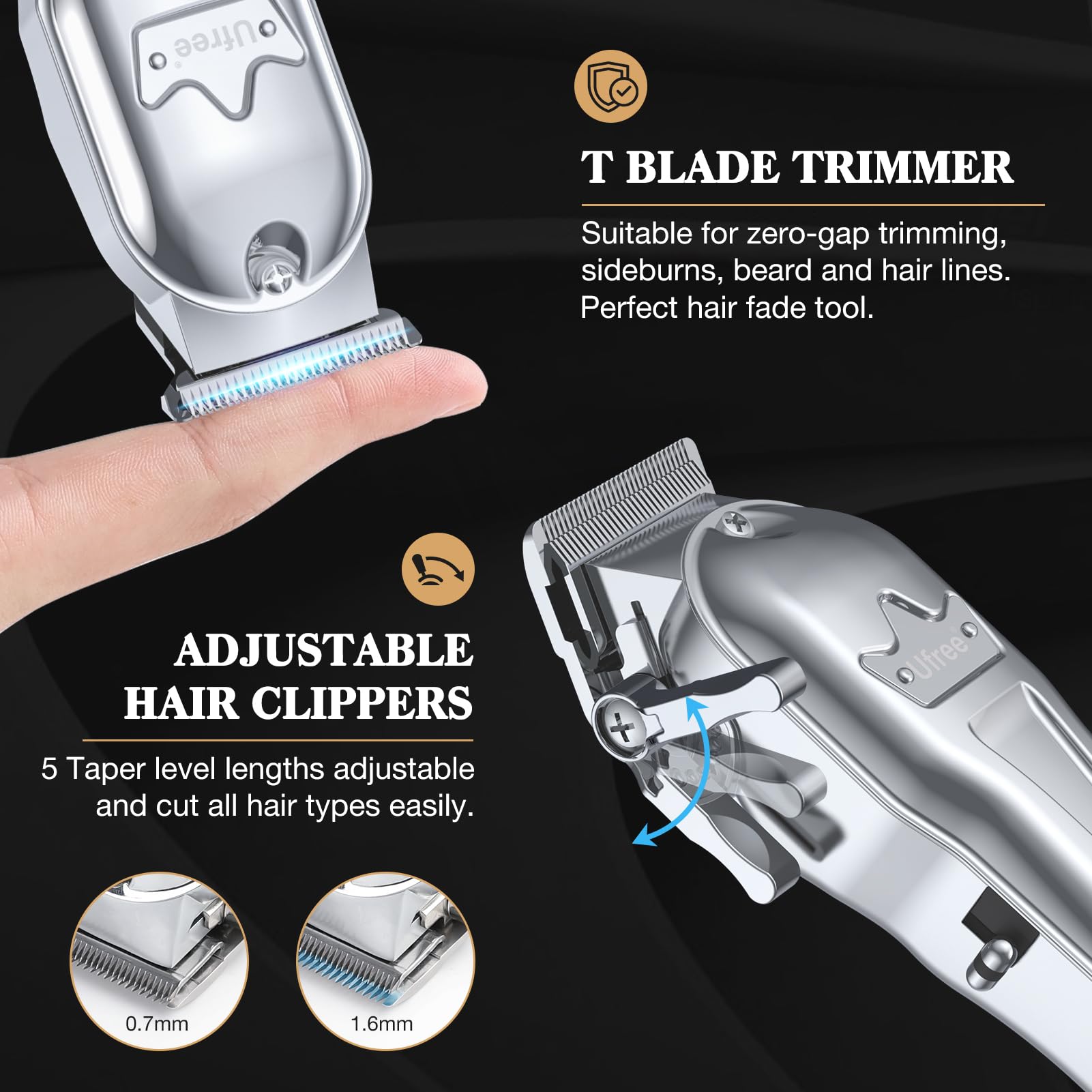 Ufree detail trimmer blade for precise edging and skin-safe trims.