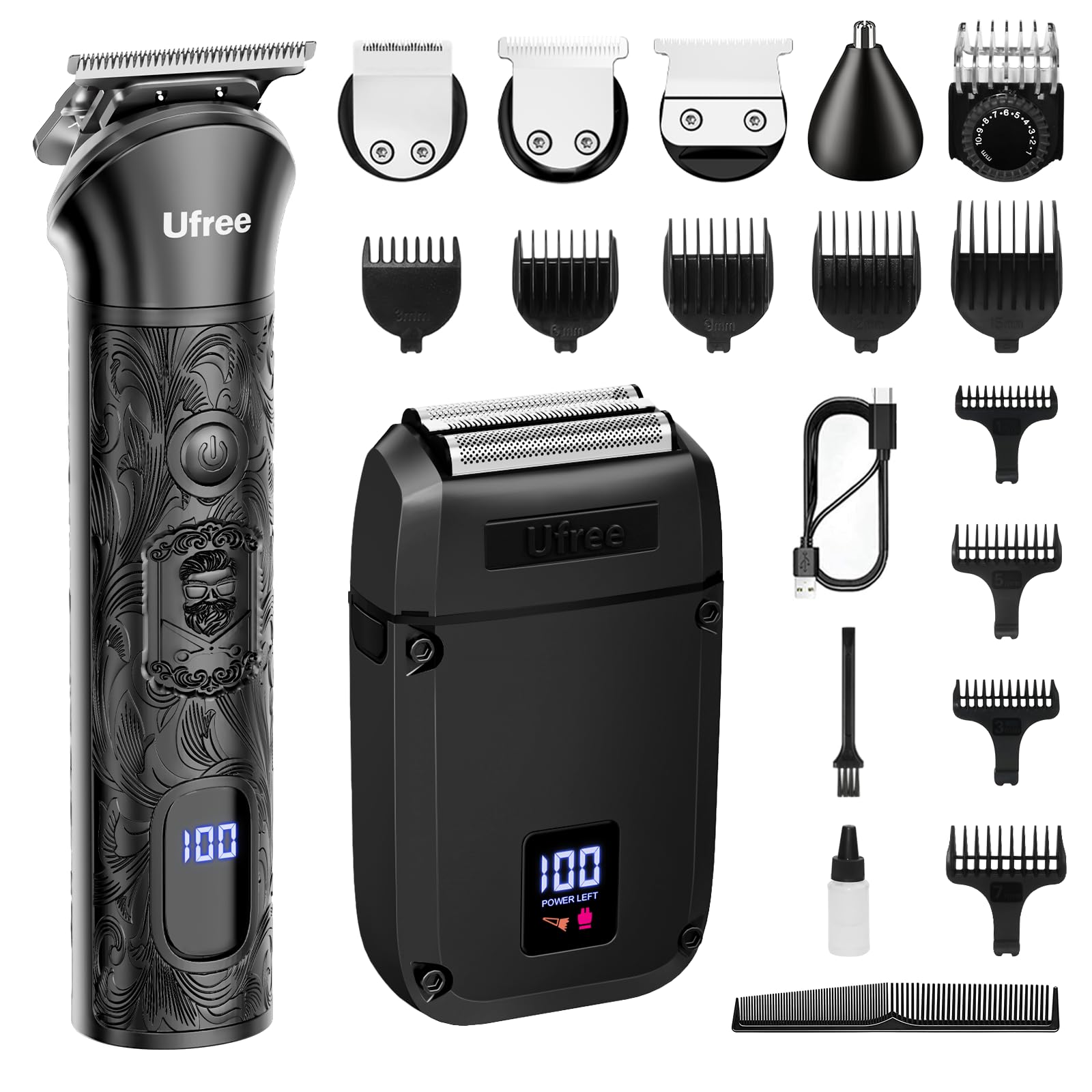 Ufree beard trimmer with 4 heads for versatile grooming and precise shaping
