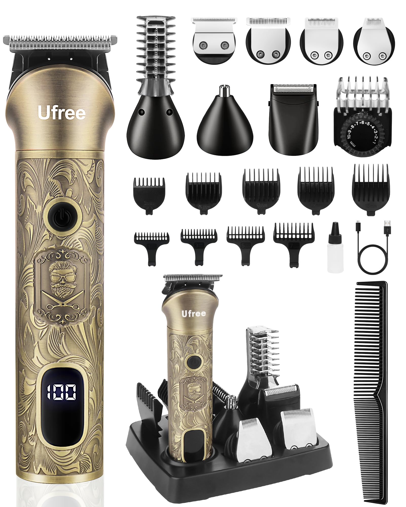 Ufree beard trimmer steel blade close-up for precise grooming and clean lines.