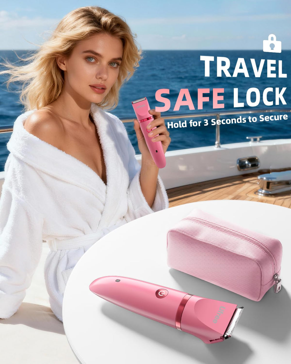 Ufree travel lock feature shown for secure on-the-go use.