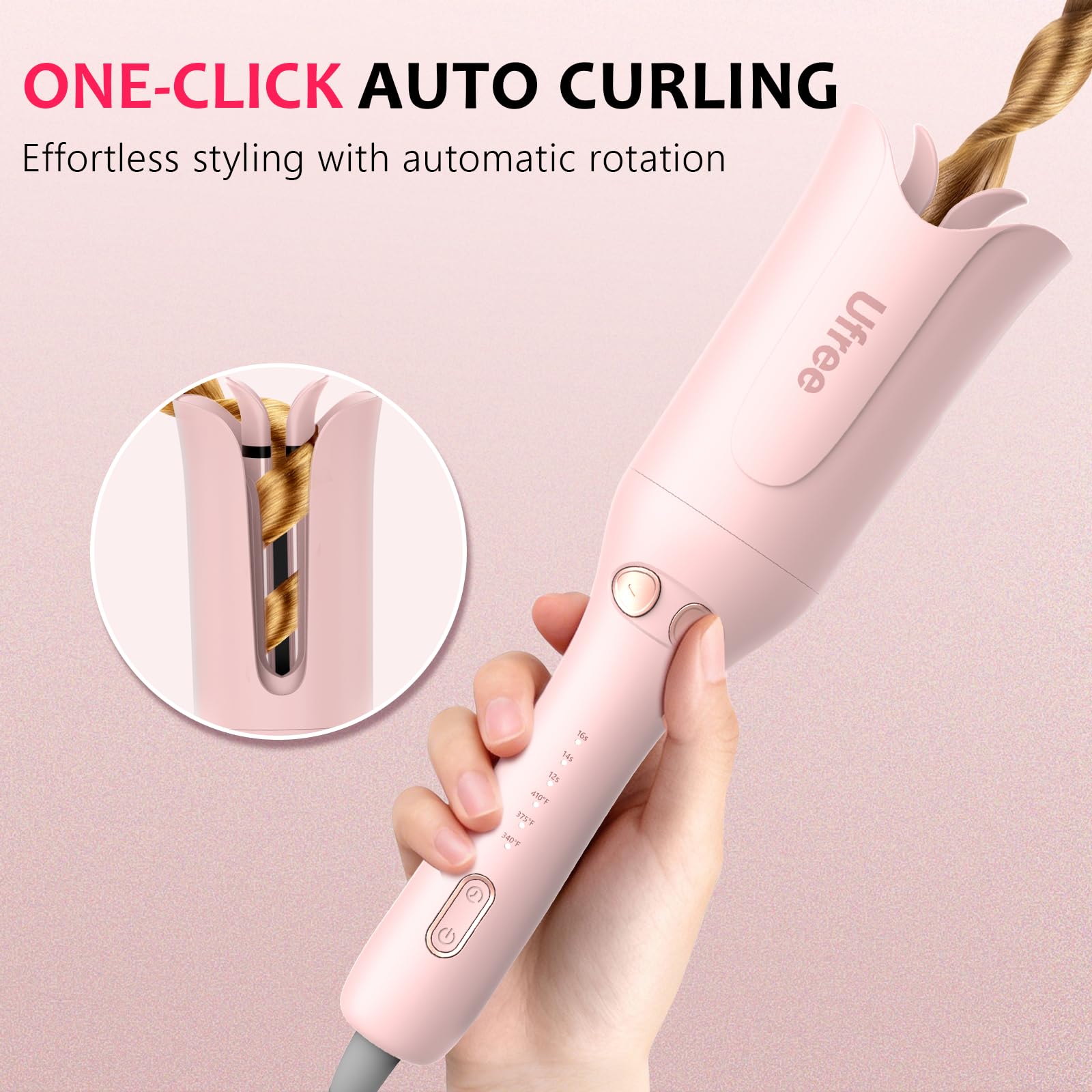 Ufree ceramic 1-inch wand close-up highlighting smooth ceramic coating for even curls