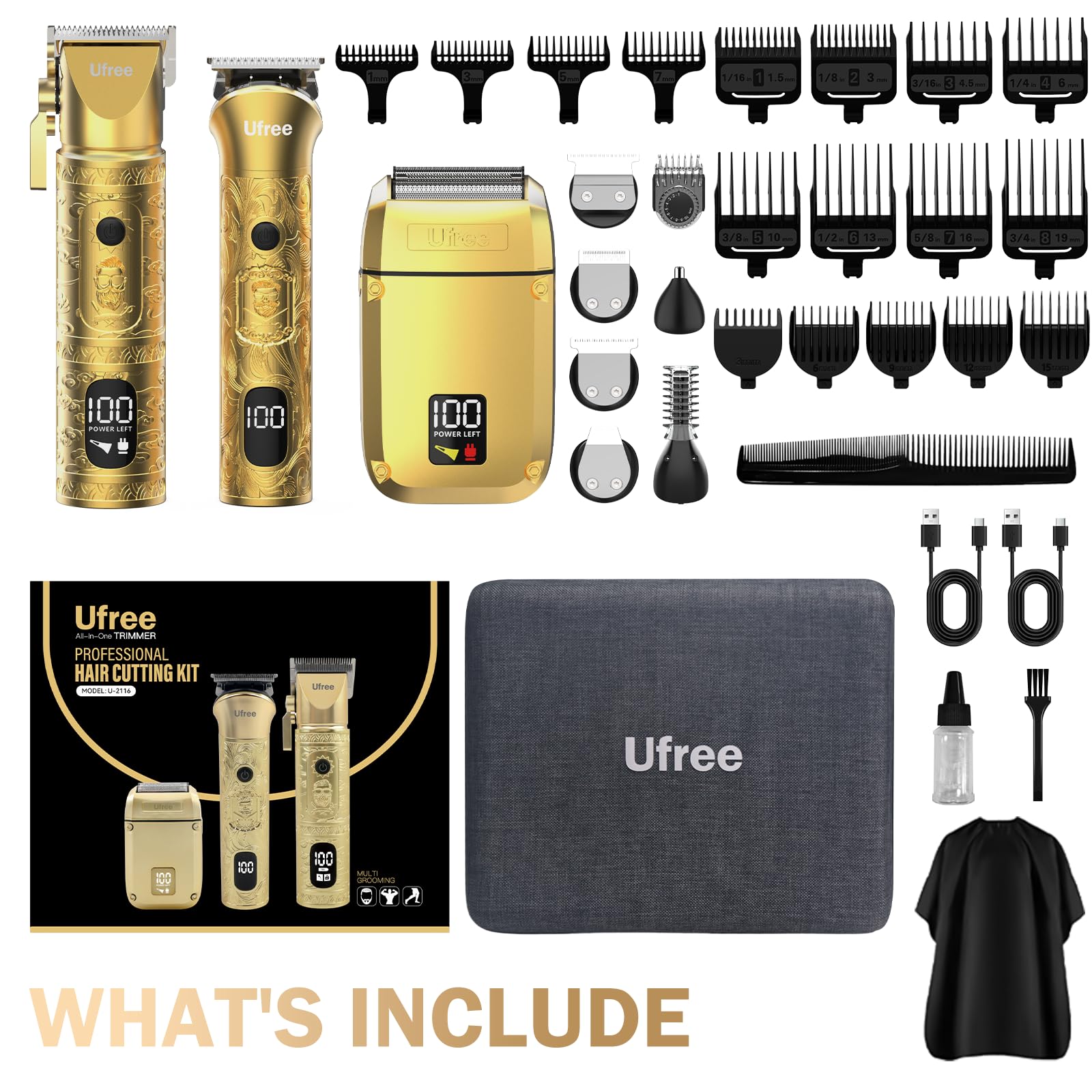 Ufree cordless grooming system in use for professional home results