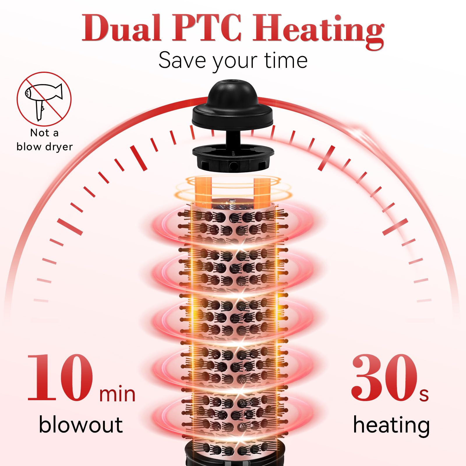 Ufree brush showing dual PTC heating and LED temperature display for precise styling.